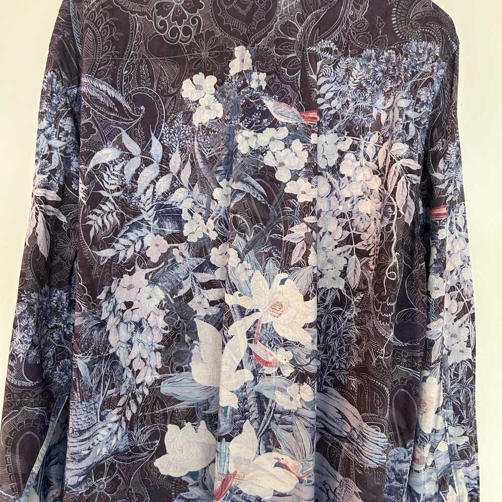 Robert Graham Navy Purple Floral Paisley Button-Down Shirt - Picture 6 of 9